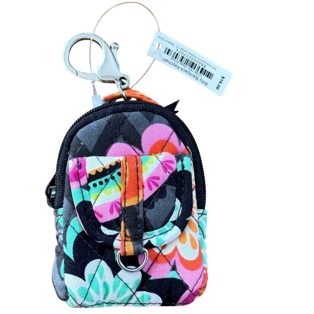 Vera Bradley Bitty Backpack Keychain Ziggy Zinnia Floral Mini Bag Charm NWT